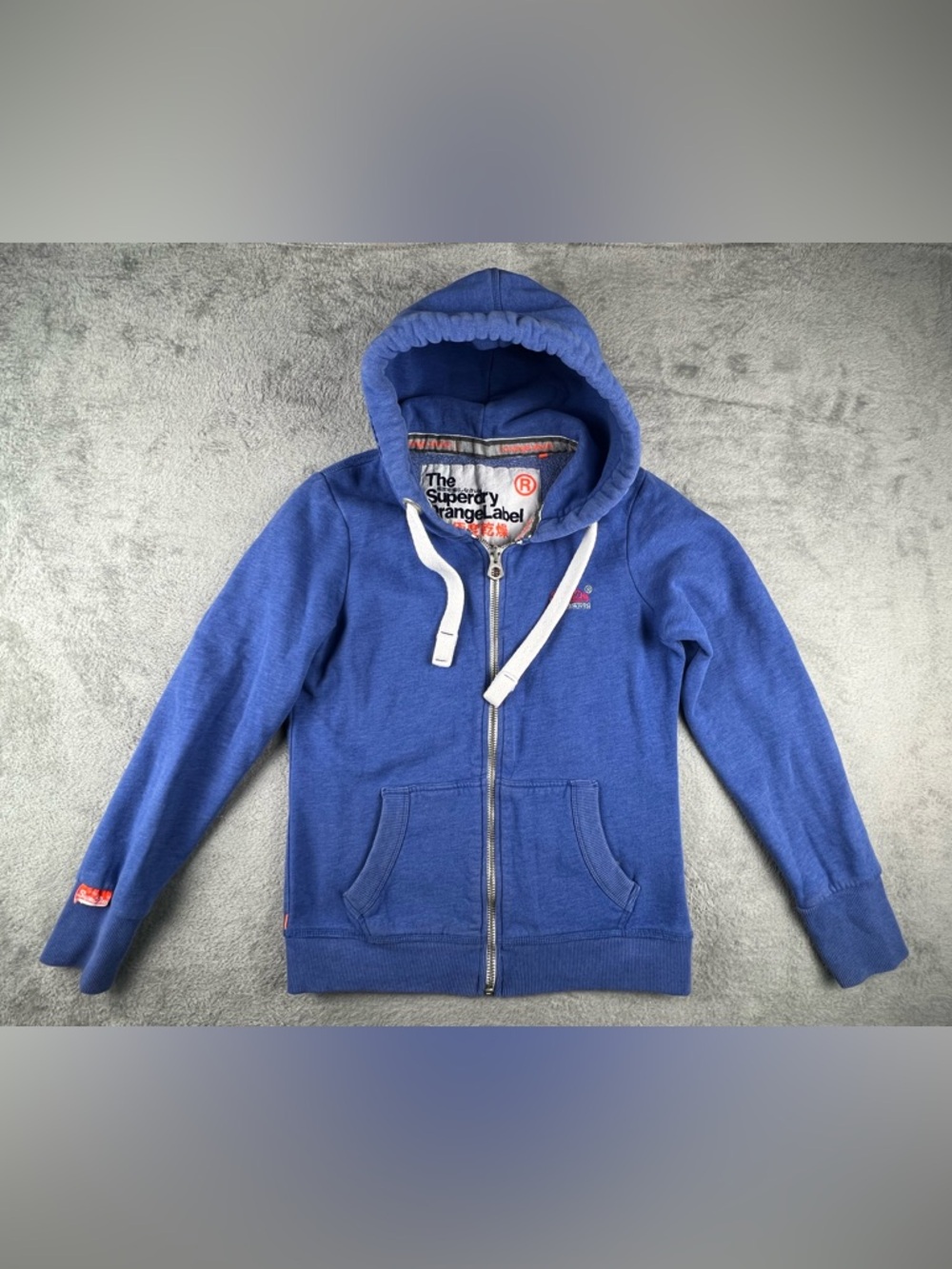 Superdry Orange Label Blue Zip-Up Hoodie Men’s Size M Cotton Blend Sweatshirt